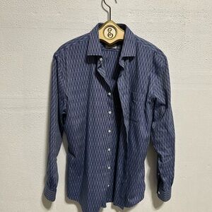 E.B. WOOD Men's Blue Patterned Shirt
